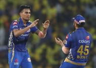Rahul Chahar celebrates picking a wicket for MI. Source: Getty